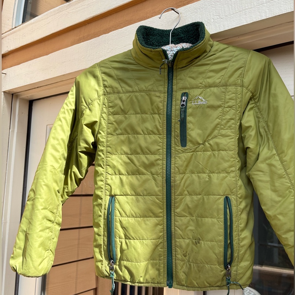 L.L. Bean Boys Reversible Puffer - Fleece Jacket Green